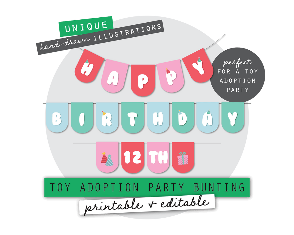 Toy Adoption Party Printable Bunting