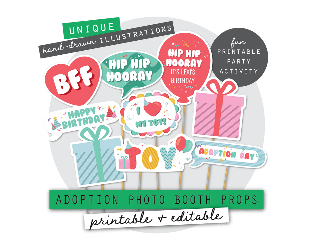 Toy Adoption Party Printable Photo Booth Signs
