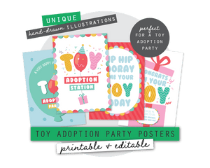 Toy Adoption Party Printable Posters