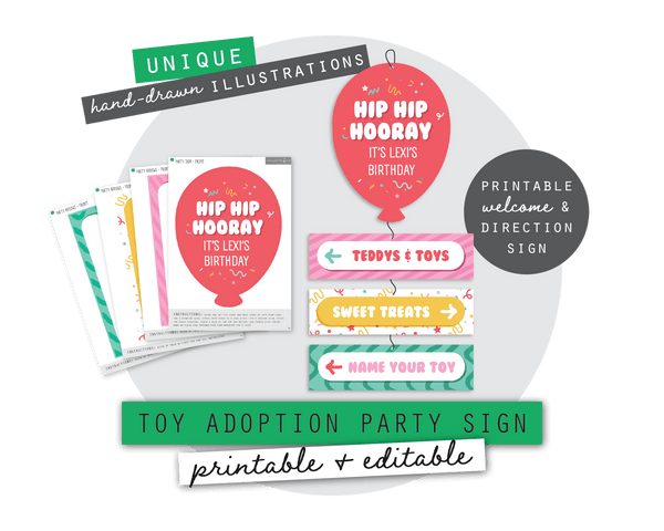 Toy Adoption Party Printable Room Sign