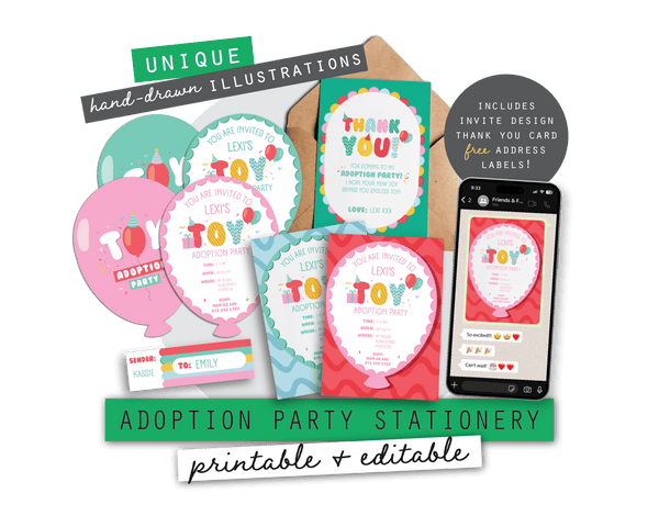 Toy Adoption Party Printable Stationery Pack