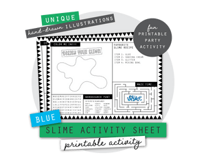 Blue Slime Party Printable Activity Sheet