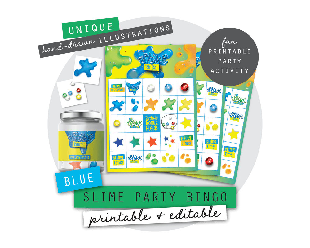 Blue Slime Party Printable Bingo