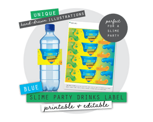 Blue Slime Party Printable Drinks Label