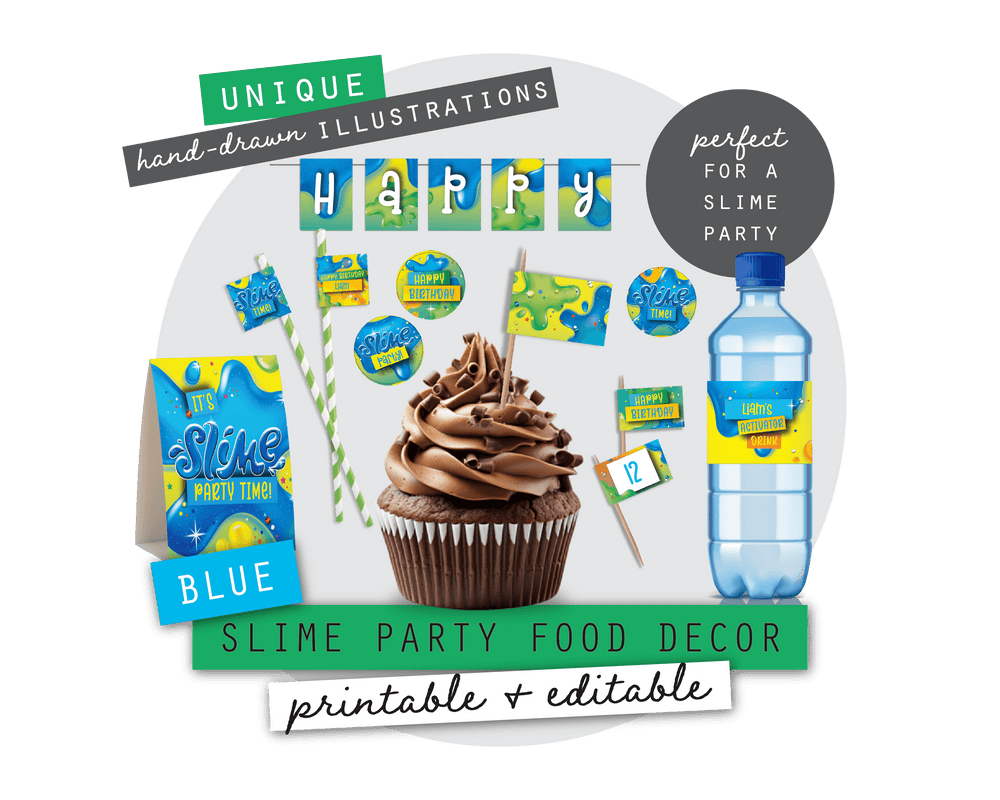 Blue Slime Party Printable Food Decor