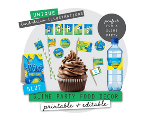 Blue Slime Party Printable Food Decor