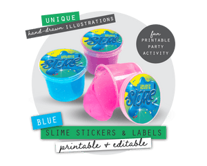Blue Slime Party Stickers &amp; Labels