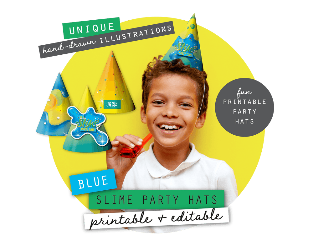 Blue Slime Party Printable Party Hats