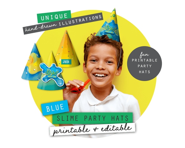 Blue Slime Party Printable Party Hats