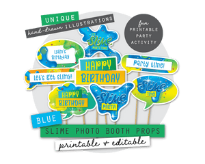 Blue Slime Party Printable Photo Booth Signs