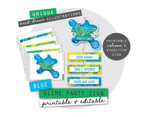 Blue Slime Party Printable Room Sign