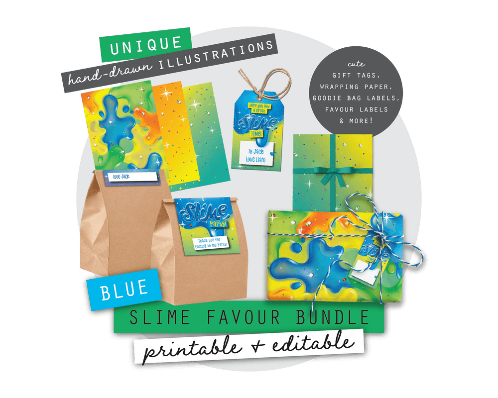 Blue Slime Party Printable Favour Pack