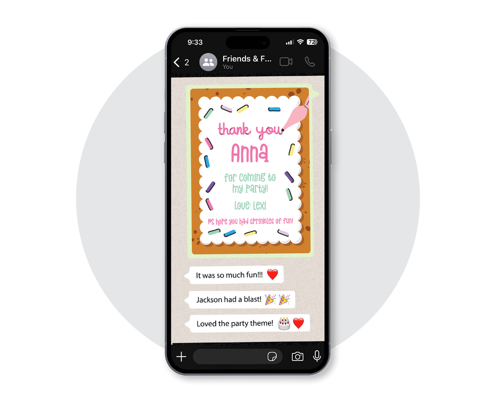 Baking Digital Party Thank You Card