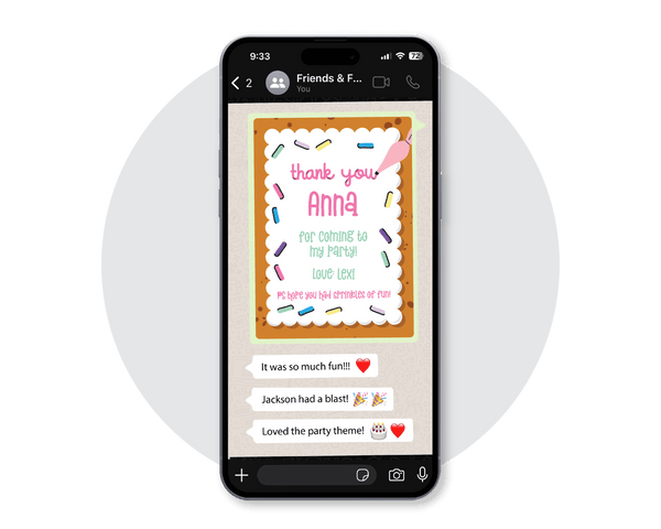 Baking Digital Party Thank You Card