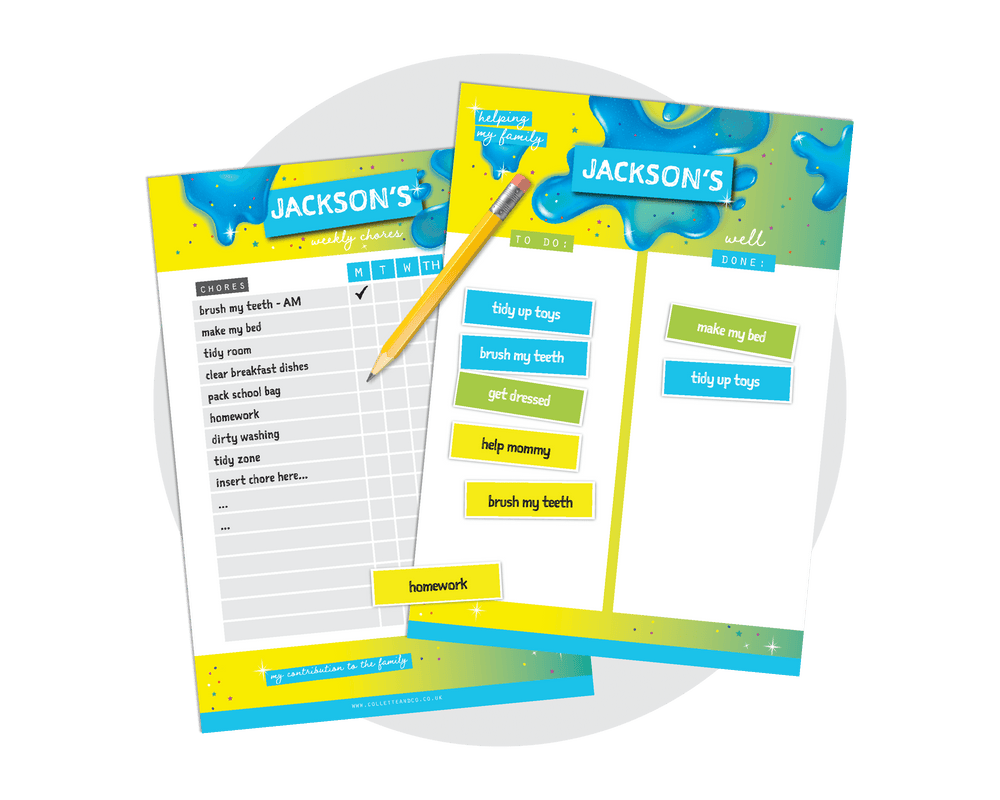 Blue Slime Kids Chore Chart Planner