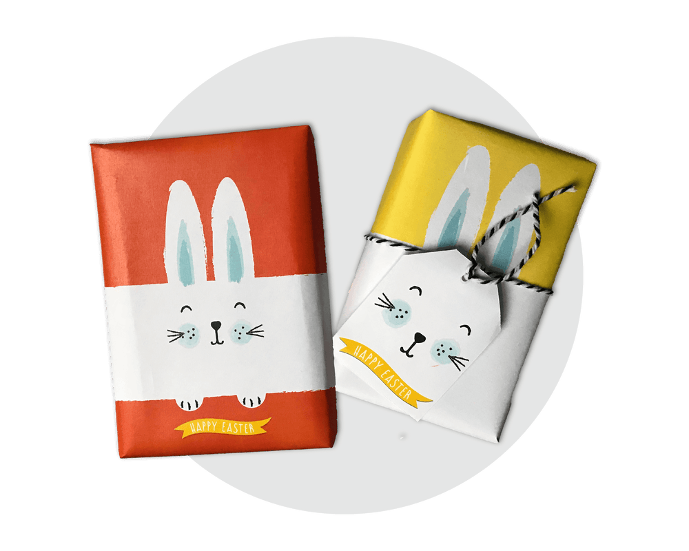 Easter Printable Bunny Wrapping Paper & Gift Tag