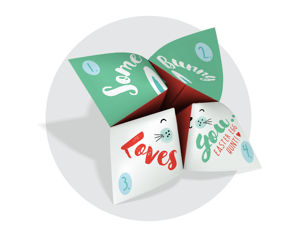 Easter Printable Origami Fortune Teller "Some Bunny Loves You"