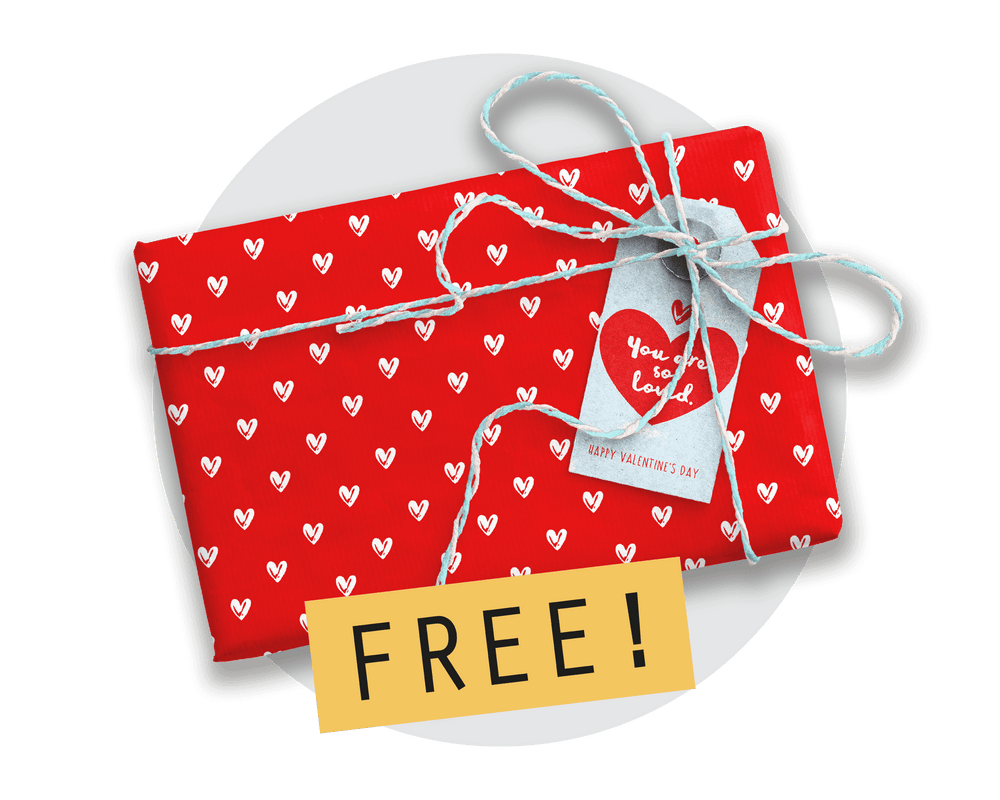 Valentine's Day Printable Wrapping Paper & Gift Tag