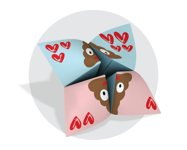 Valentine's Day Printable Fortune Teller Poop Emoji