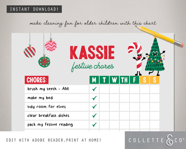 Printable Christmas Chore Chart