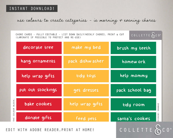 Printable Christmas Chore Chart