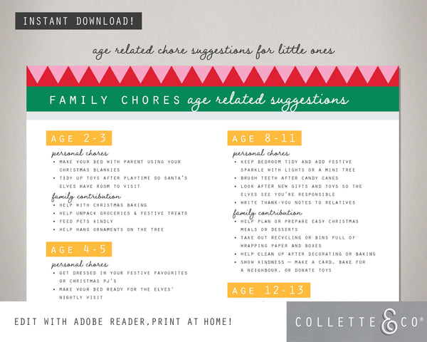 Printable Christmas Chore Chart