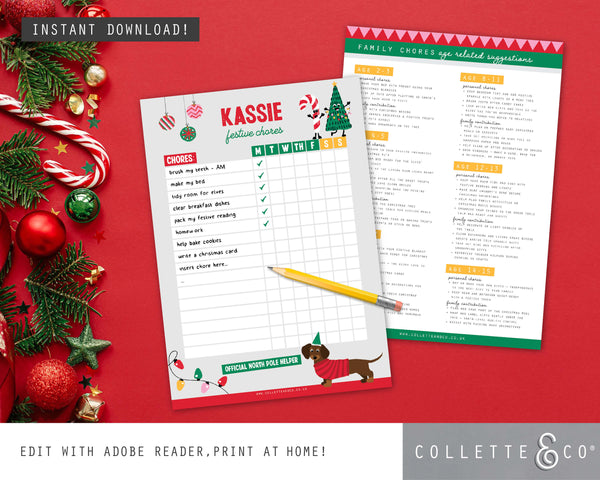 Printable Christmas Chore Chart