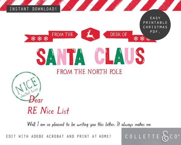 Printable Christmas Letter from Santa