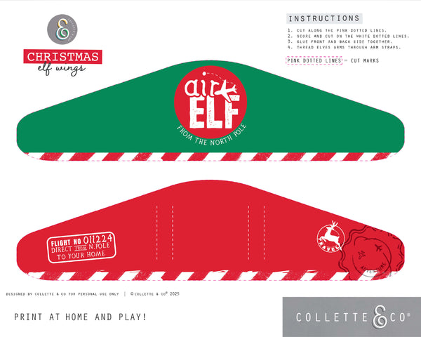 Printable Christmas Mini Elf Wings
