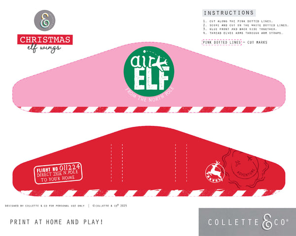 Printable Christmas Mini Elf Wings