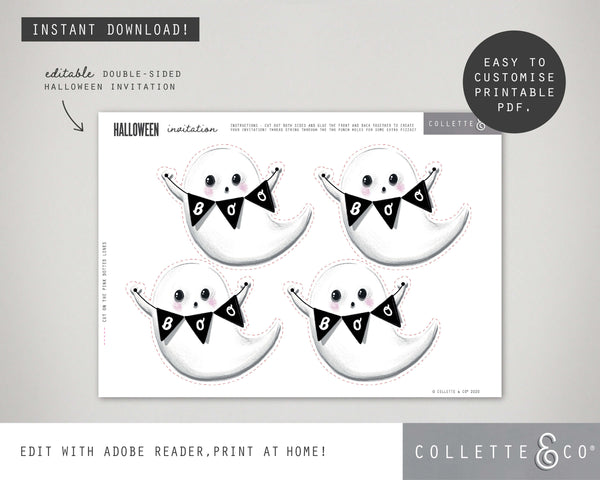 Halloween Printable Ghost Invitation