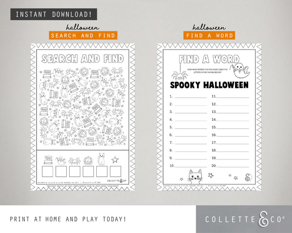 Halloween Printable Activity Sheet Bundle