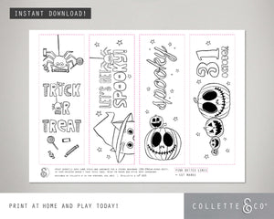 Halloween Printable Colouring Bookmarks