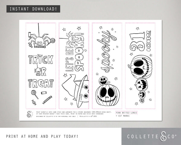 Halloween Printable Colouring Bookmarks