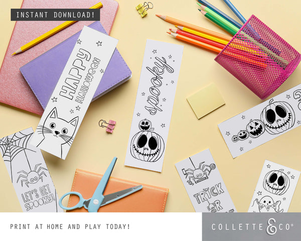 Halloween Printable Colouring Bookmarks