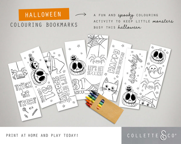 Halloween Printable Colouring Bookmarks