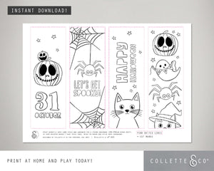 Halloween Printable Colouring Bookmarks