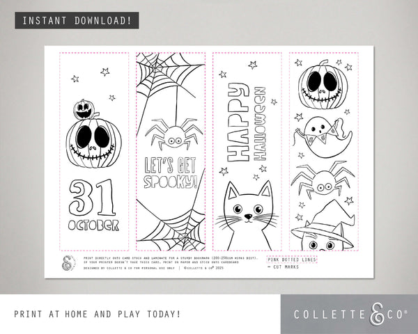 Halloween Printable Colouring Bookmarks