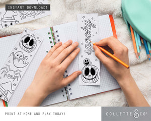 Halloween Printable Colouring Bookmarks