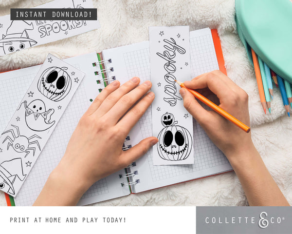 Halloween Printable Colouring Bookmarks