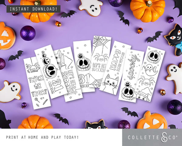 Halloween Printable Colouring Bookmarks