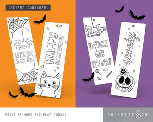 Halloween Printable Colouring Bookmarks
