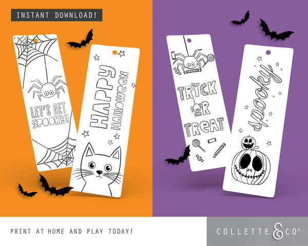 Halloween Printable Colouring Bookmarks