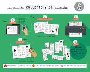 Halloween Printable Colouring Bookmarks