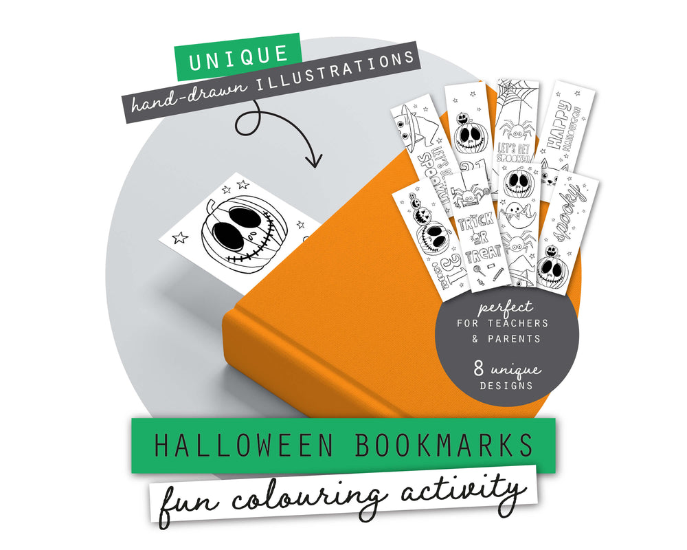 Halloween Printable Colouring Bookmarks