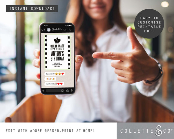 Chess Party Digital Invitation