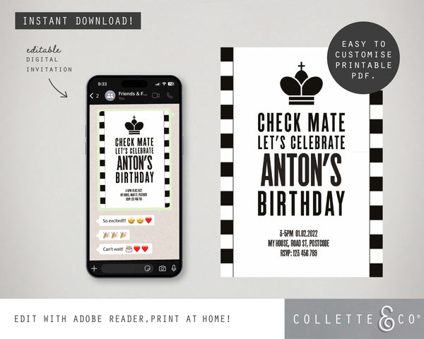 Chess Party Digital Invitation