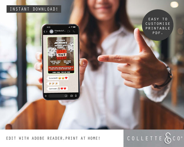 FREE Minecraft Party Digital Invitation