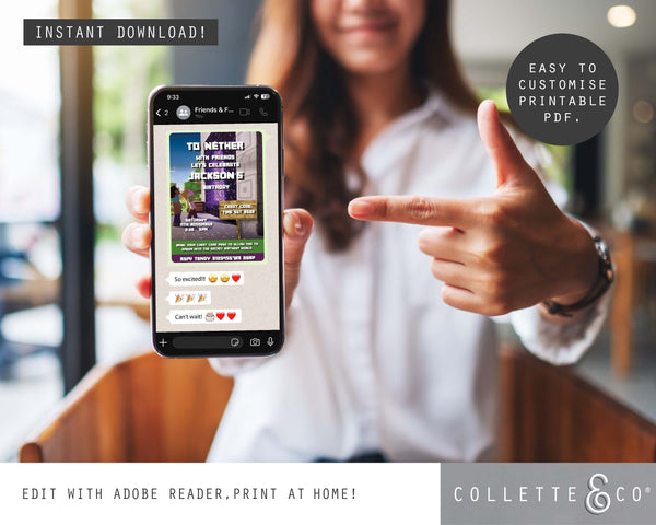 FREE Minecraft Party Digital Invitation