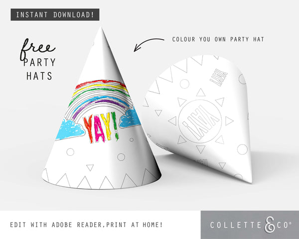 FREE Printable DIY Colouring Party Hats